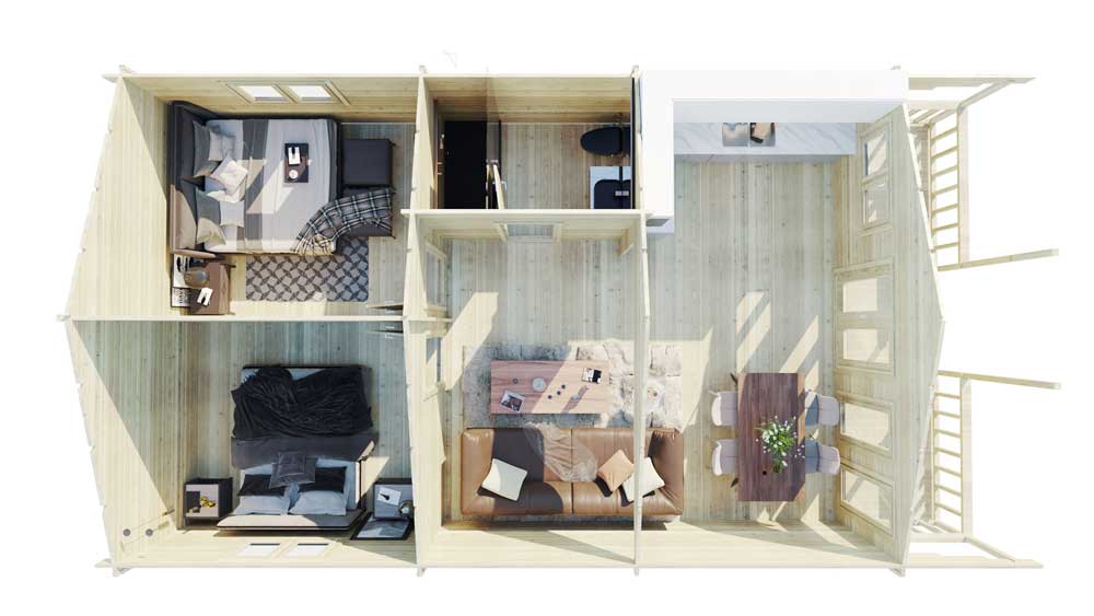 Loghouse log cabin - Two-Bed-Type-F-top