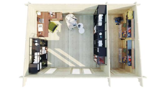 WICKLOW TWO ROOM LOG CABIN 5m X 5m - TOP